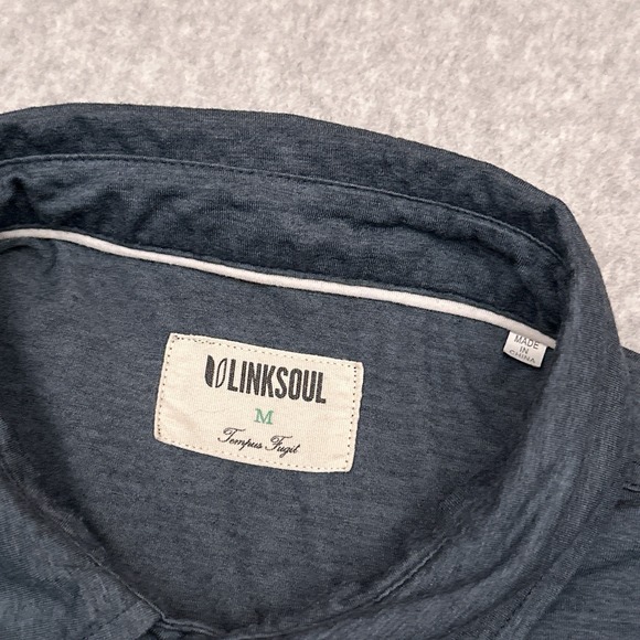 Linksoul Delray Polo Shirt Men Medium Blue Stretch Performance Golf Short Sleeve - Picture 2 of 8